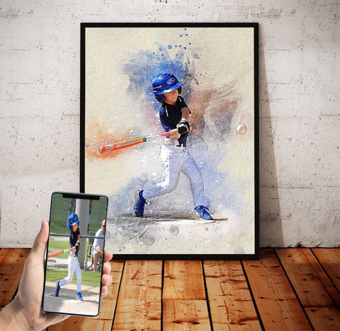 Personalized Baseball Photo Painting of a child