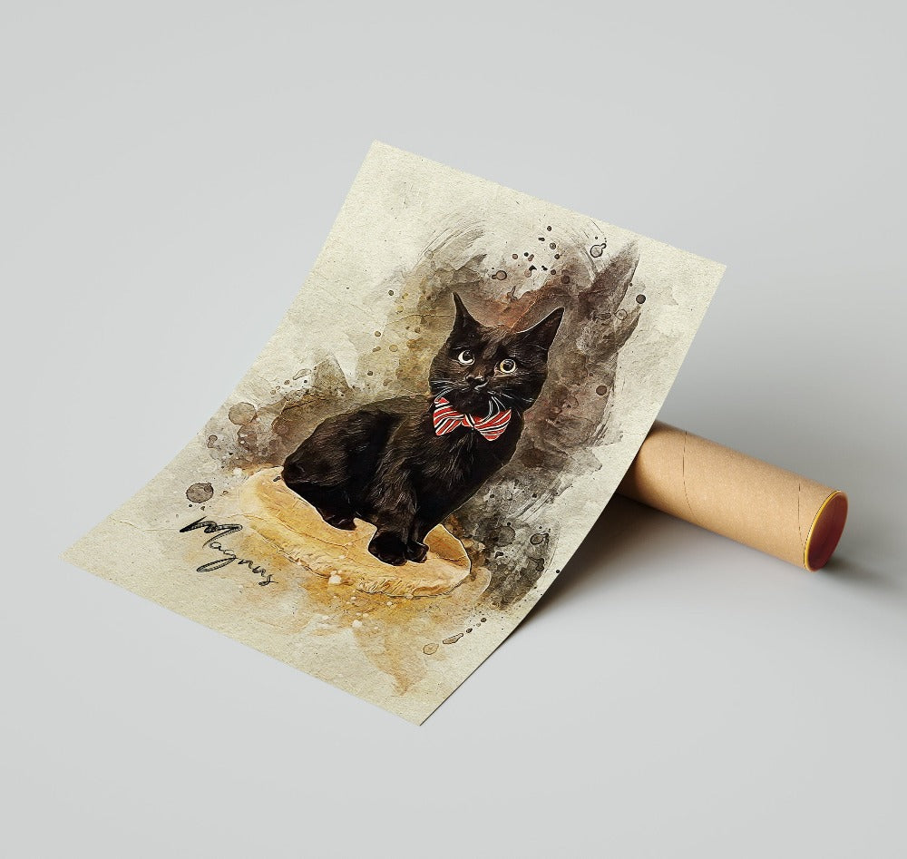 "Elegant wall art of a cat, perfect for commemorating your furry friend"
