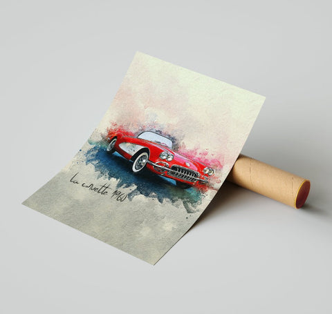 Handcrafted painting of a car from a photo, designed to bring elegance to any room