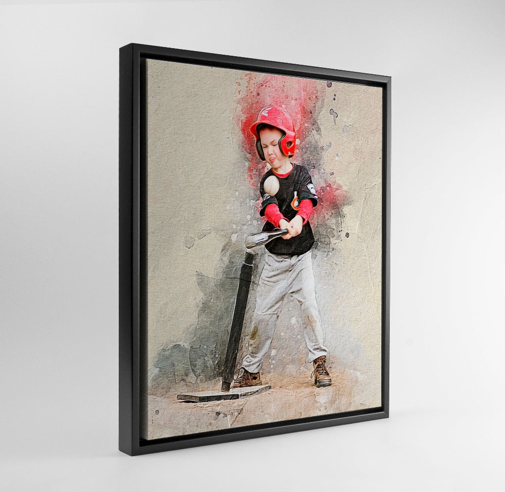 Baseball photo painting on high-quality canvas